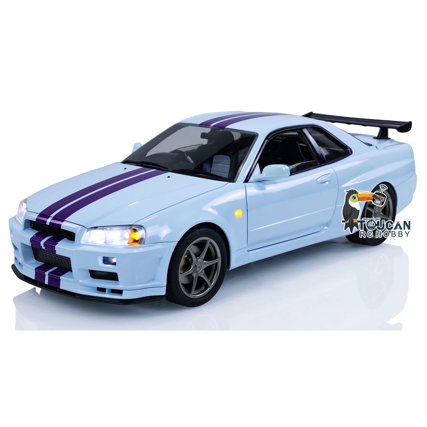 1/8 Scale R34 RC Racing Car 4WD High Speed Remote Control Drift Car with Metal Chassis, Smoke & Sound Effects - Ready to Run (RTR) - Perfect for Off-Road Racing, Drifting & Backyard Fun