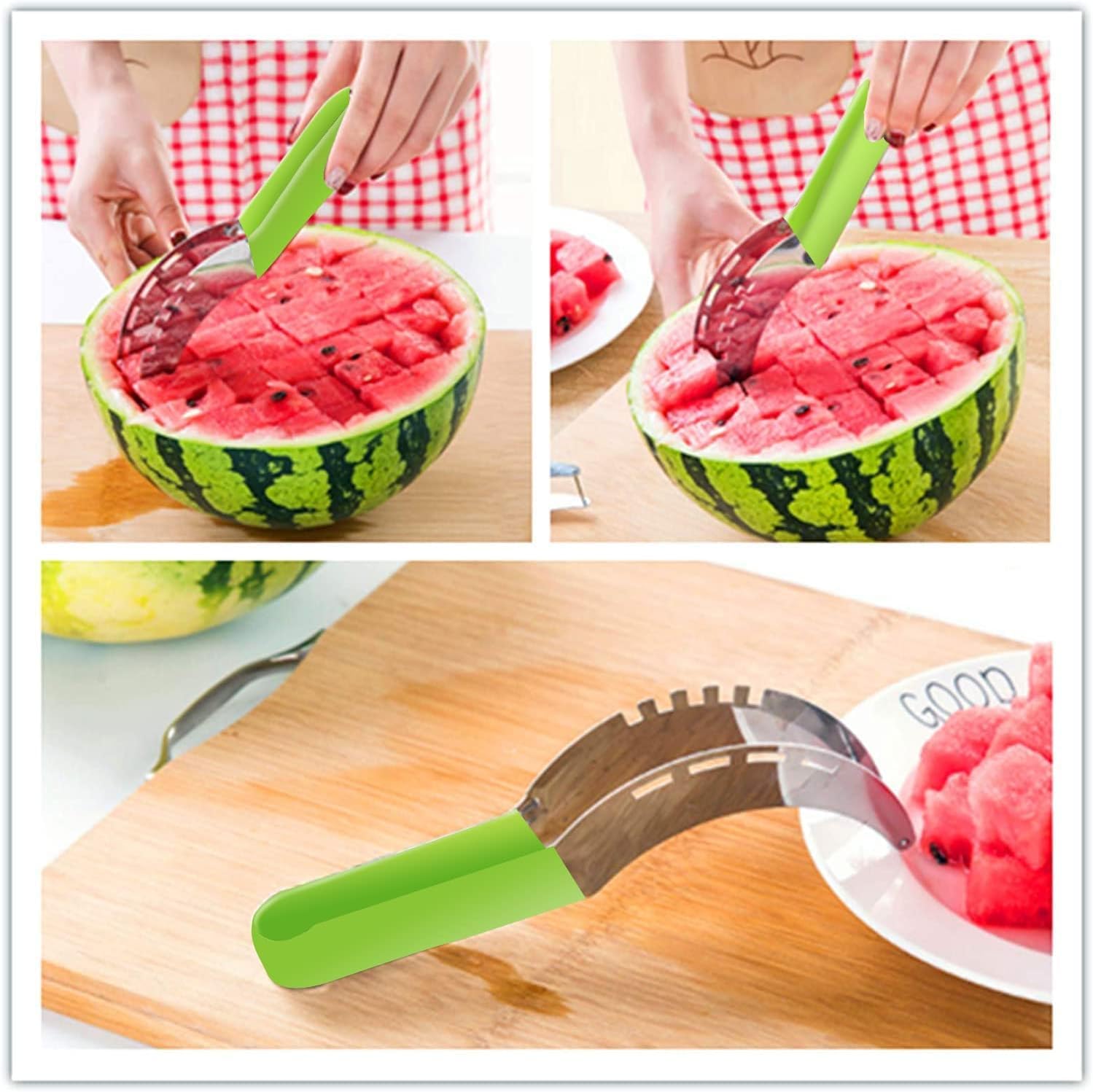 Gayisic 4-Piece Stainless Steel Watermelon Slicer & Corer Set - Professional Fruit Carving Tools for Melons, Pineapples & Ice Cream - Perfect for Summer BBQs, Picnics & Party Food Prep