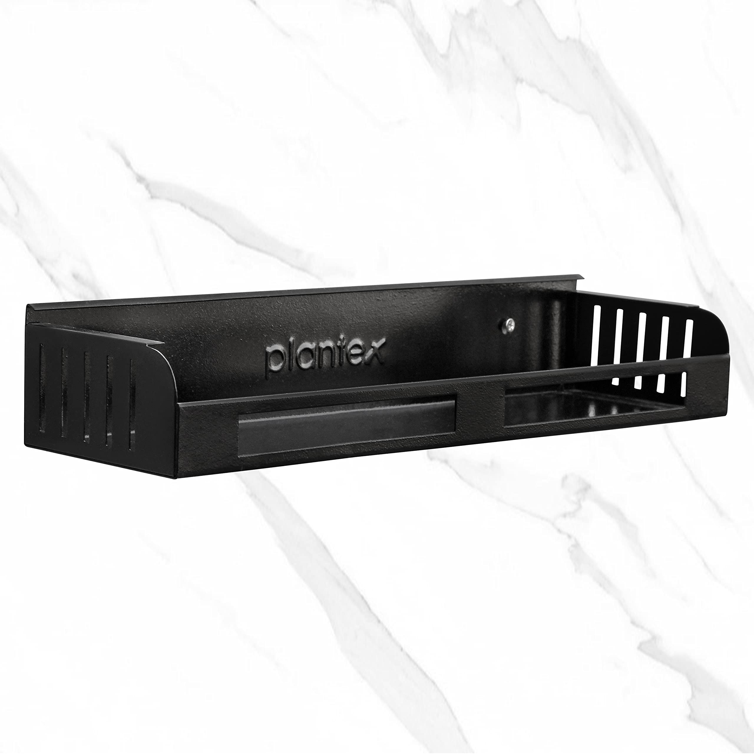 Plantex GI Metal Bathroom Shelf & Kitchen Organizer Rack - 14 x 5 Inches, Black | Space-Saving Storage Solution for Bathroom Accessories & Kitchen Utensils
