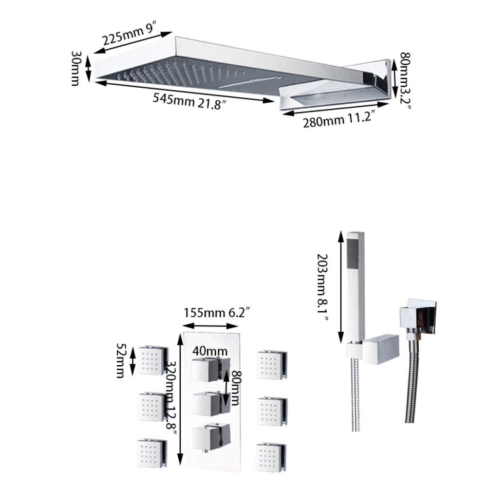 Luxury Square Rainfall Shower Head - Wall Mounted Brass Waterfall Shower Set with Handle for Modern Bathroom | Perfect for Spa-Like Experience & Relaxing Showers