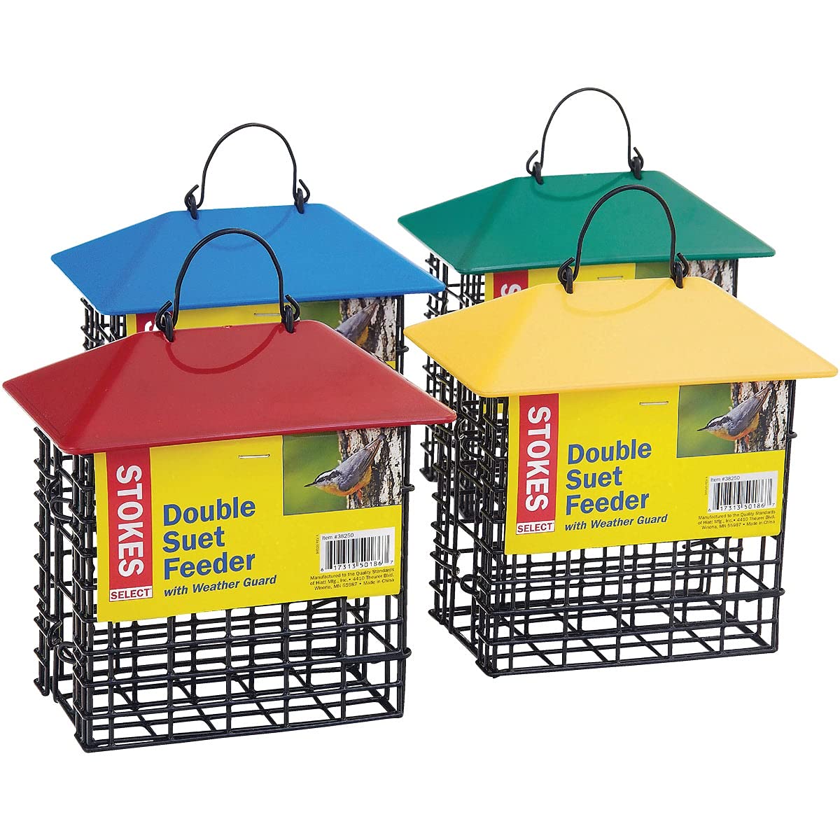 Double Suet Feeder with Weather Guard - Durable Bird Feeder for Outdoor Use - Attracts Woodpeckers & Songbirds - Perfect for Backyard, Garden & Patio Bird Watching