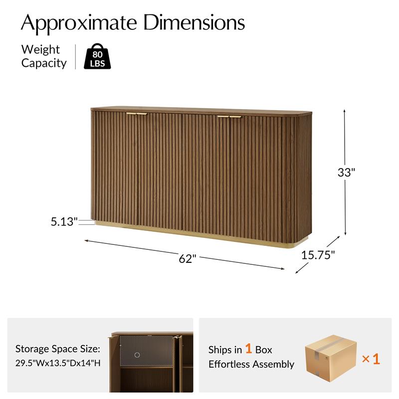 Modern Curved Wood Cabinet - Elegant Storage Solution for Living Room, Bedroom & Office | Solid Wood Furniture with Sleek Design for Home Organization