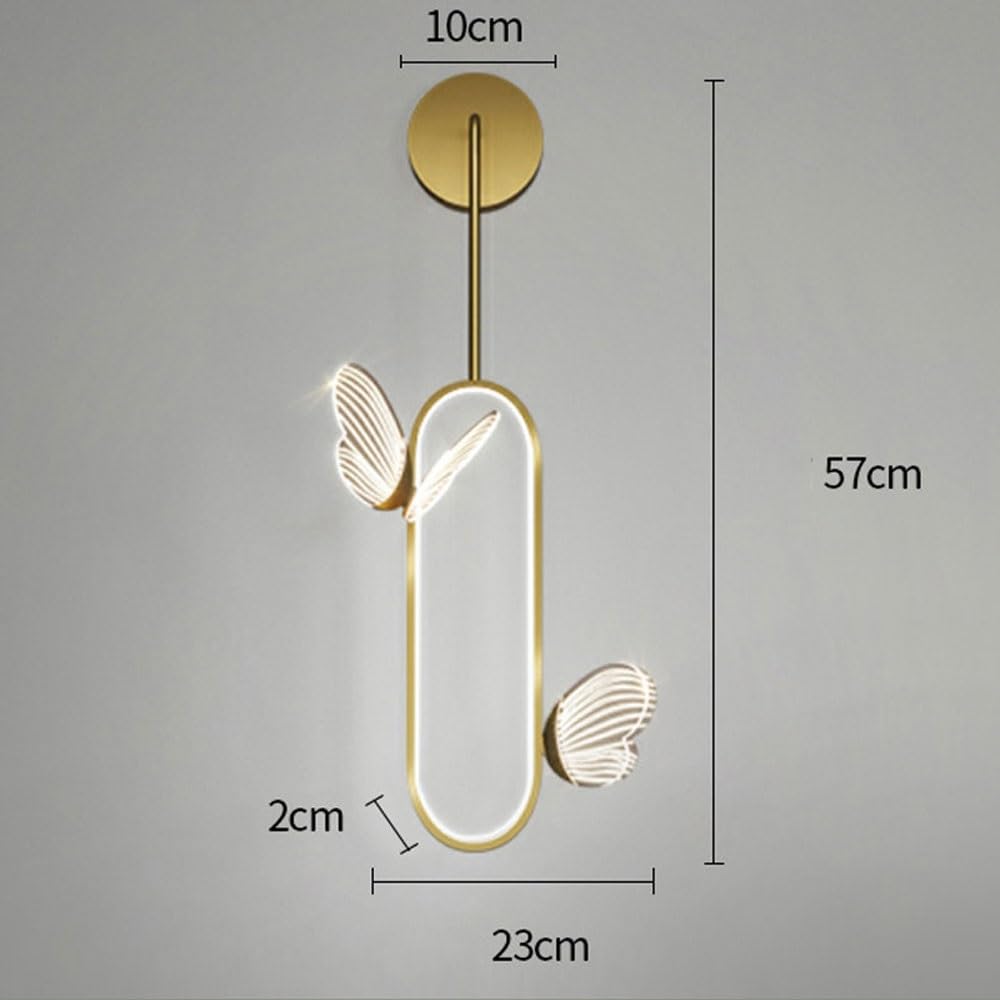 ANAIUCY 20W LED Wall Sconce with Acrylic Butterfly & Gold Ring Decor - Modern Scandinavian Bedside Lamp for Kids Room & Nursery - Warm White Light - Perfect for Bedroom, Living Room & Hallway Lighting