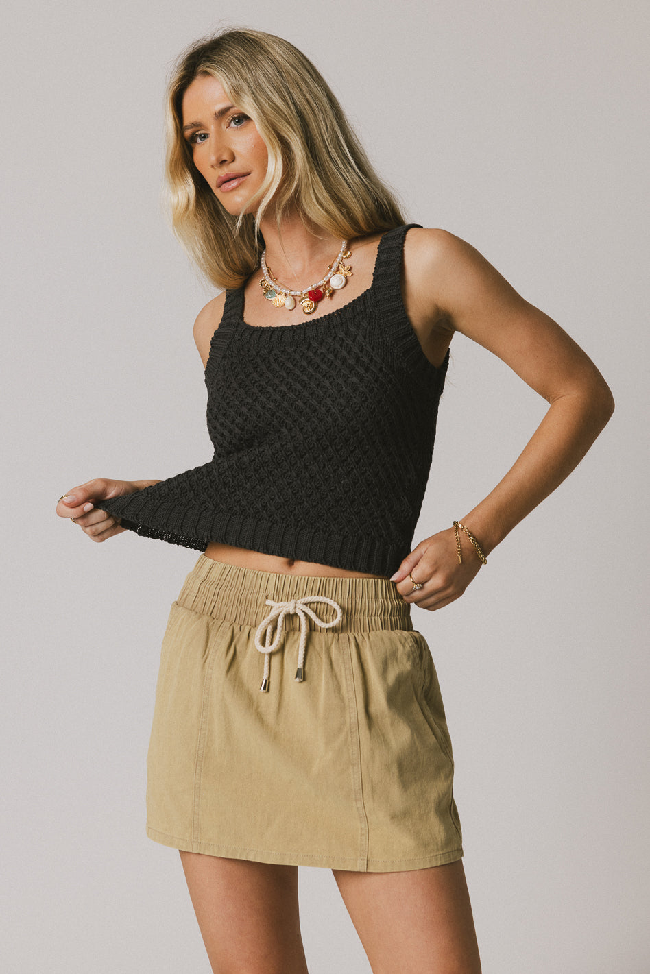Luna Knit Tank Top for Women - Soft Grey Ribbed Sleeveless Shirt | Perfect for Summer, Layering & Casual Outfits