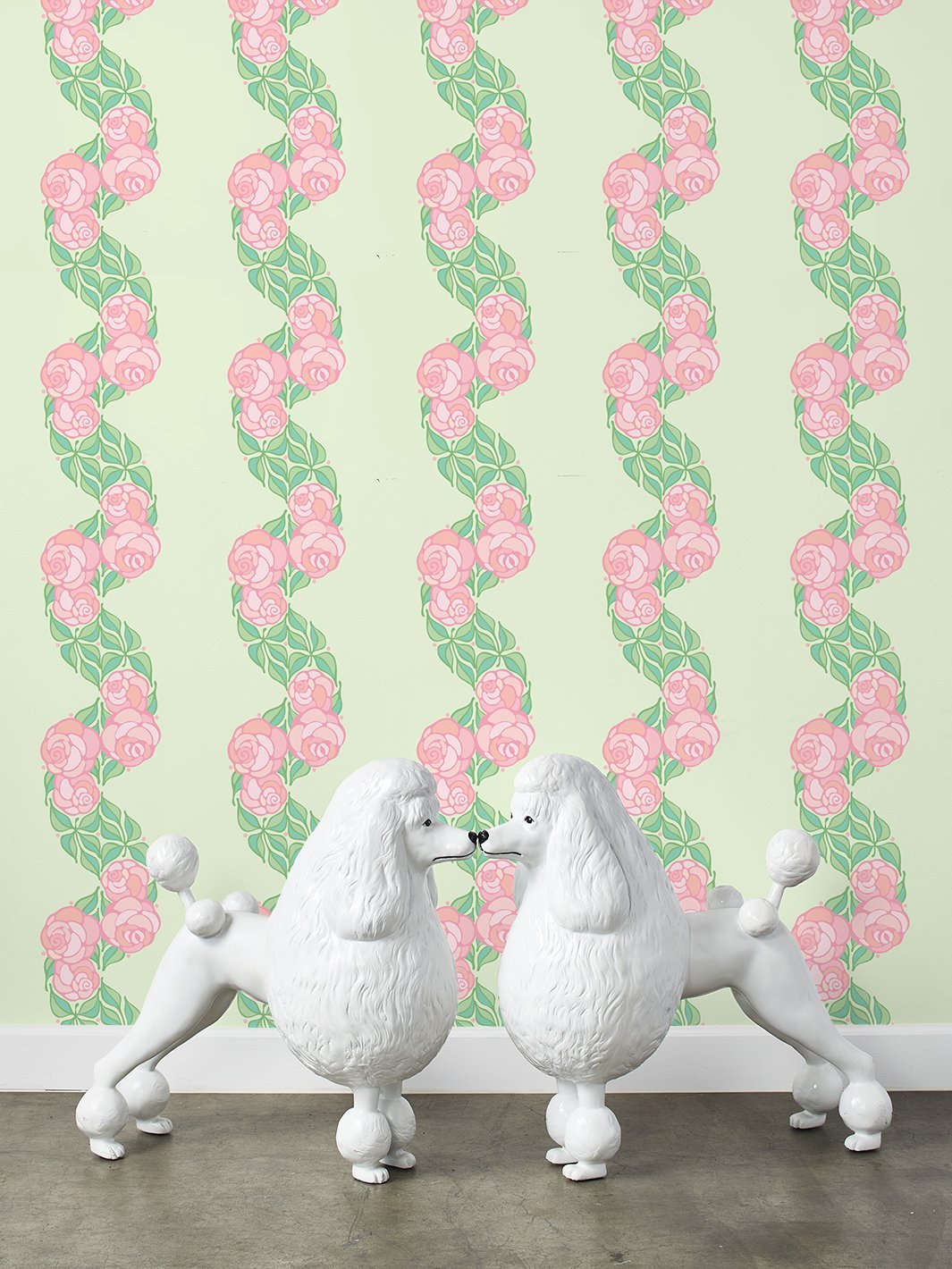 Barbie™ Groovy Floral Stripe Wallpaper in Pistachio Green - Perfect for Nursery, Bedroom, and Boho Home Decor