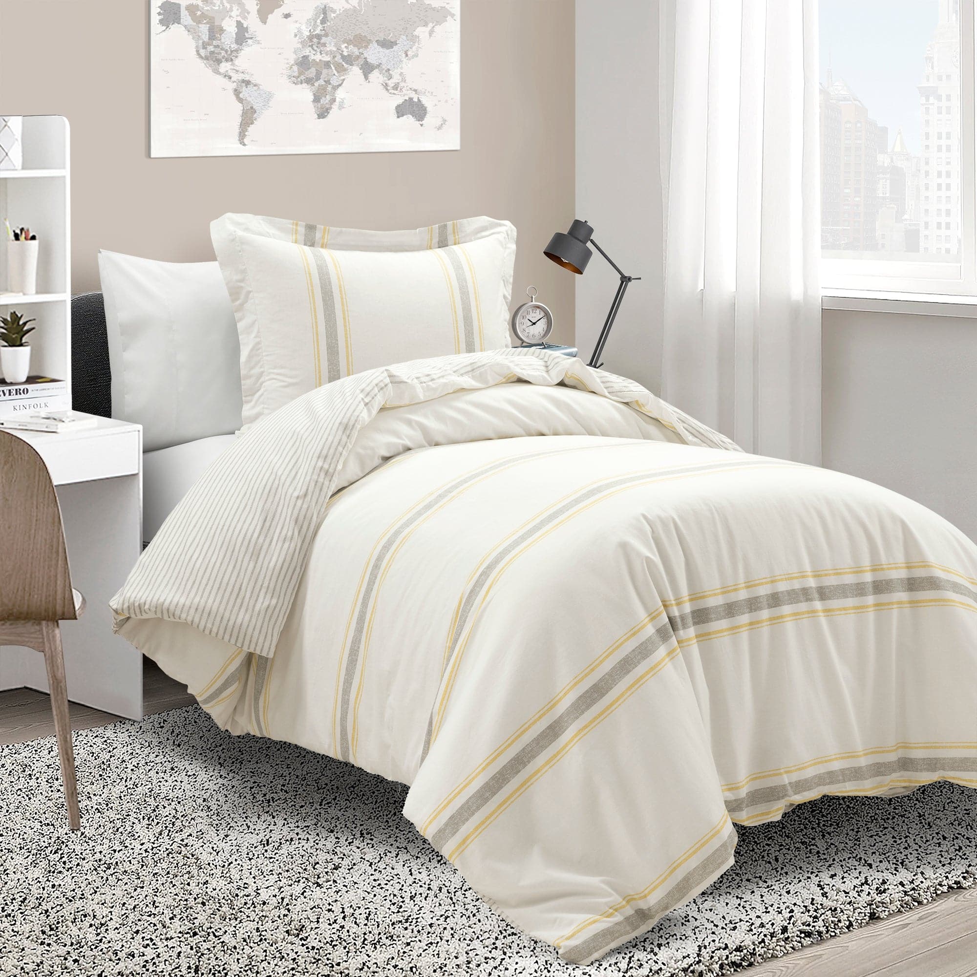 Farmhouse Stripe 100% Cotton Duvet Cover Set - Soft & Breathable Bedding for Cozy Bedroom Decor - Perfect for Guest Rooms, Master Bedrooms & Vacation Homes