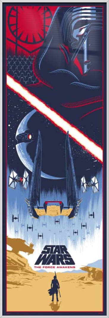 Star Wars Episode VII The Force Awakens Framed Movie Poster - Kylo Ren Pop Art Design 21x62 Inches - Perfect for Home Theater Decor, Game Room Wall Art & Sci-Fi Fan Gifts
