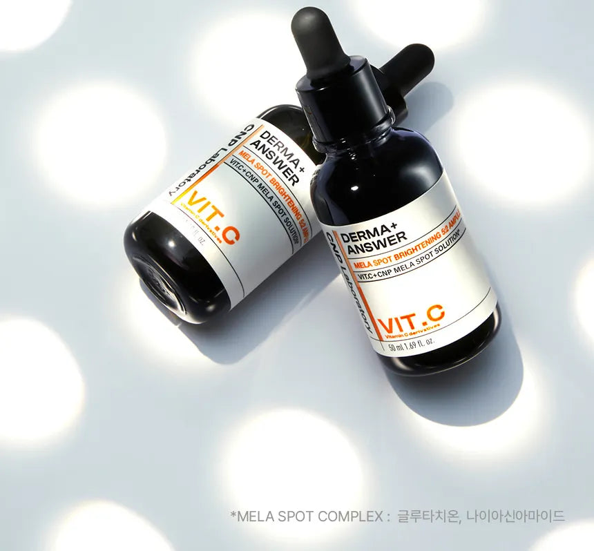 CNP Derma+ Answer Mela Spot Brightening Ampoule 50ml - Korean Skin Brightening Serum for Dark Spots & Hyperpigmentation - Perfect for Nighttime Skincare Routine & Glowing Complexion