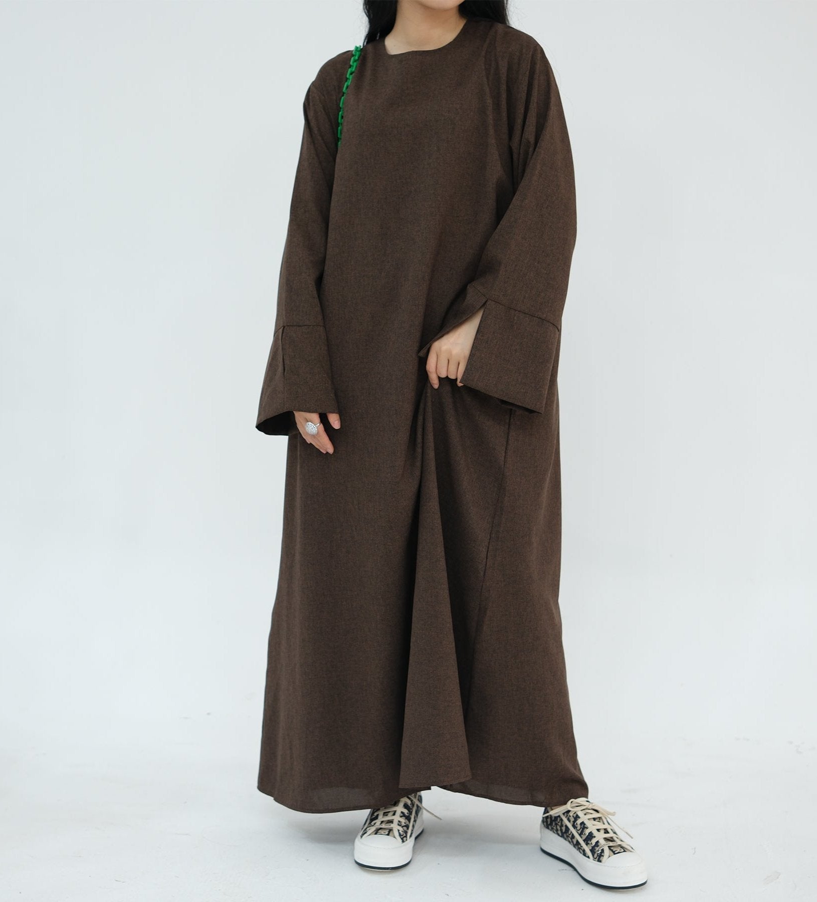 Stylish Heather Everyday Abaya in Brown - Modest Islamic Dress for Women | Perfect for Prayer, Work & Casual Wear