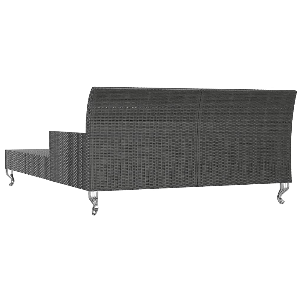 CHARMMA 2-Person Outdoor Patio Sun Lounger with Comfortable Cushions - Durable Poly Rattan Wicker Furniture in Black (37.8KG) - Perfect for Poolside, Garden, or Backyard Relaxation