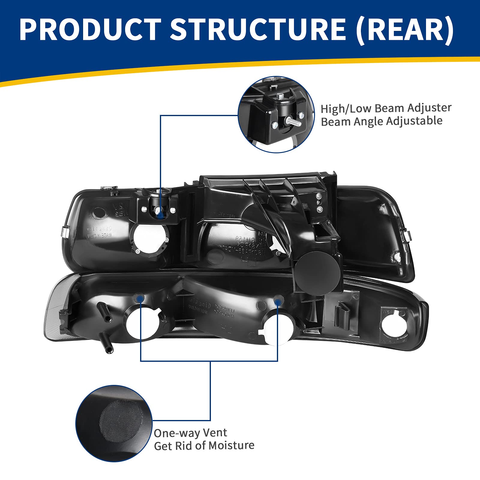 AUTOSAVER88 Headlight Assembly Compatible with 1999-2002 Chevy Silverado & 2000-2006 Tahoe Suburban - Replacement Headlamp with Bumper Lights - Perfect for Night Driving & Off-Road Adventures