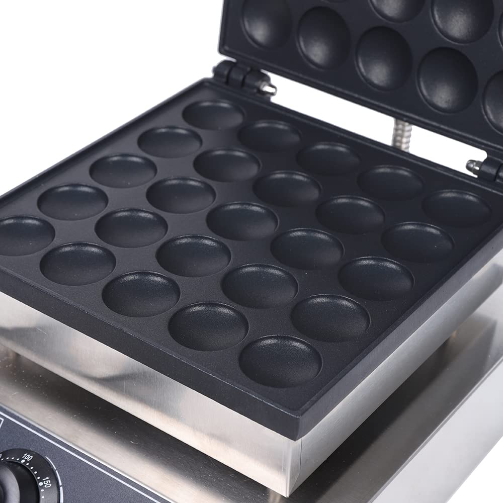 25-Hole Electric Dutch Pancake Maker - Non-Stick Poffertjes Machine with Stainless Steel Base - 1.8 Inch Mini Muffin Maker for Home, Restaurants, Cafes & Bakeries (110V) - Perfect for Breakfast, Brunch, Parties & Holiday Gatherings