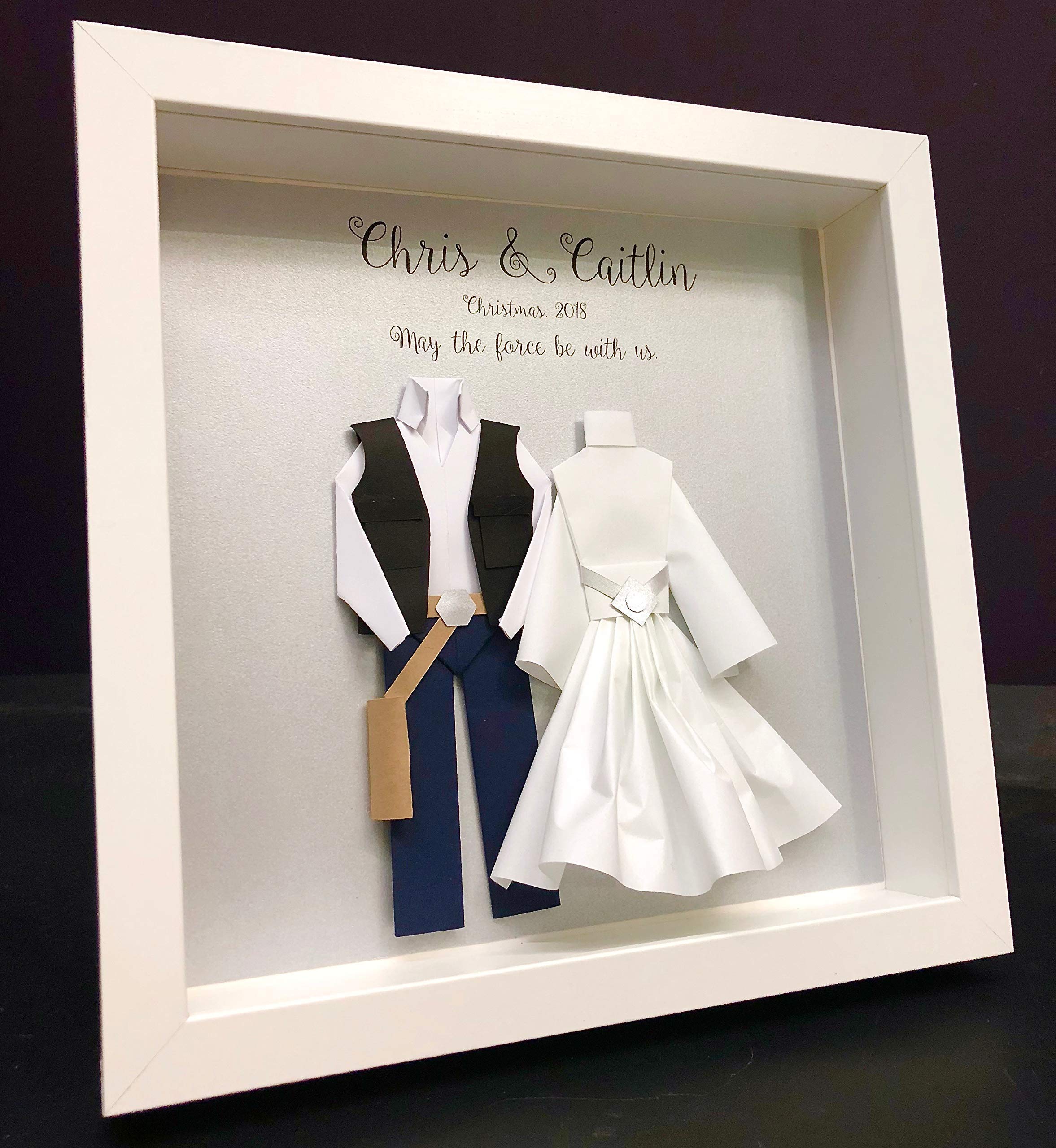 Custom Star Wars Wedding Gift - Personalized Paper Origami Bride & Groom - Unique First Anniversary Gift for Couples - Star Wars Themed Art - Perfect for Weddings, Anniversaries & Geeky Couples
