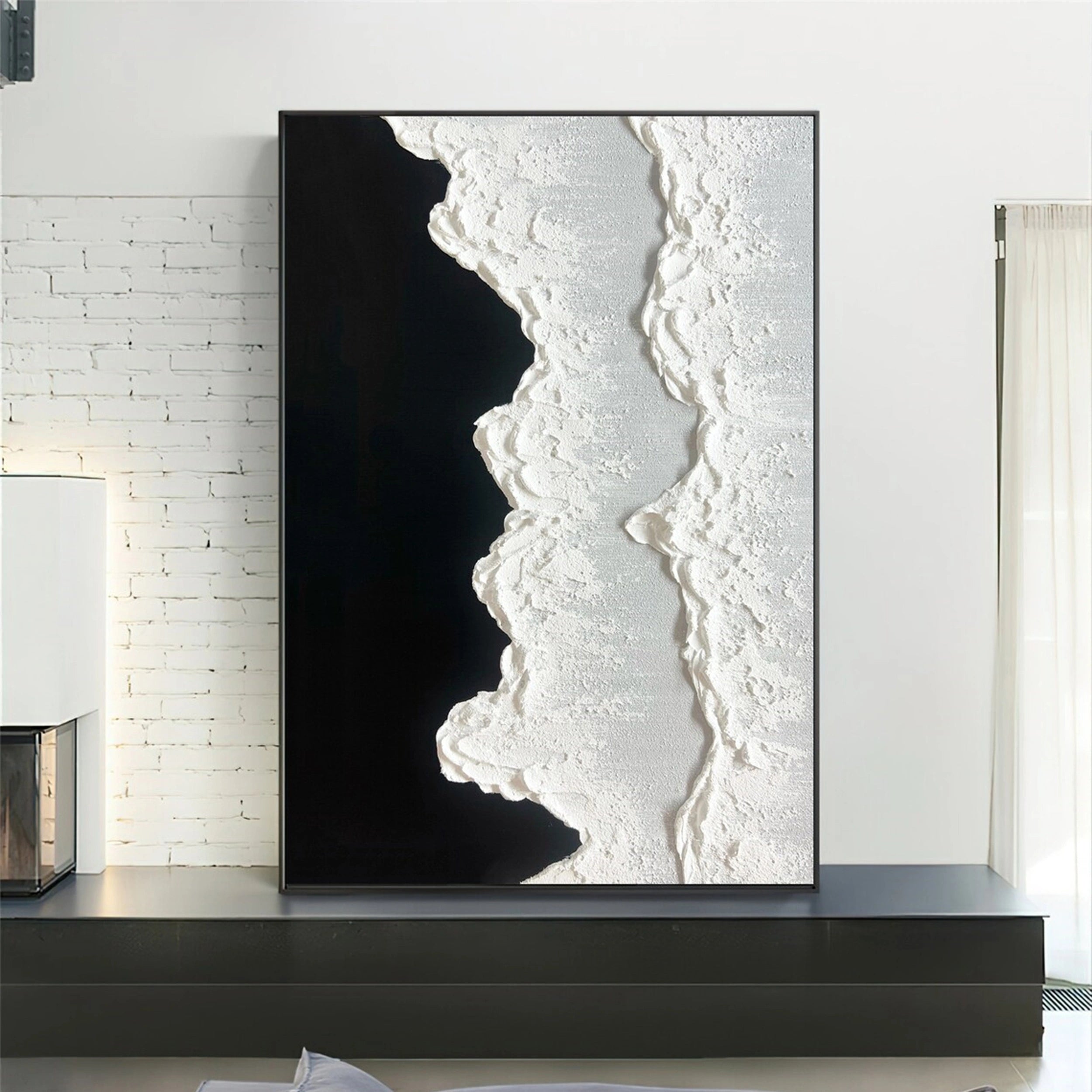 Modern Black and White Textured Minimalist Wall Art Print #MZ061 - Perfect for Living Room, Bedroom & Office Decor