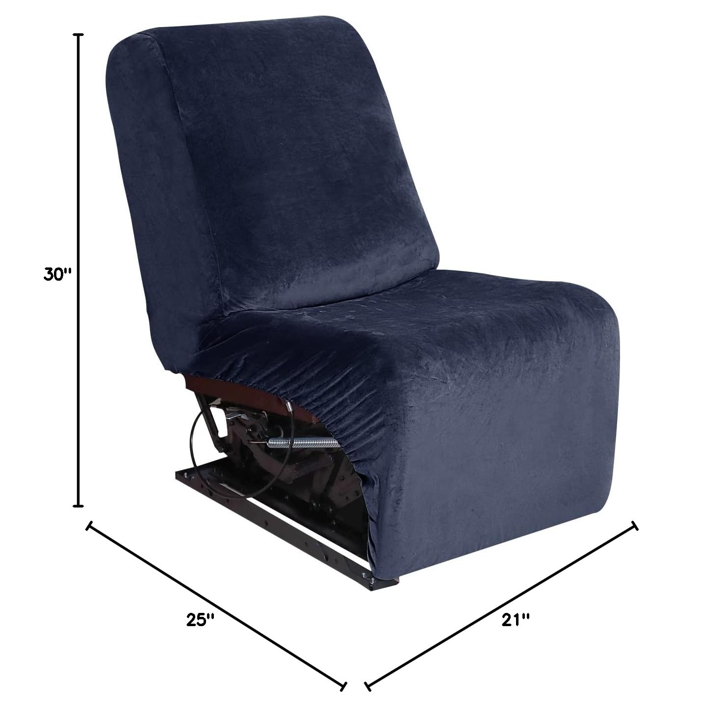 LiveGo Velvet Stretch Recliner Corner Single Seat Sofa Cover - Reversible 1 Seat Protector for Sectional & Living Room Couches - Navy Blue - Perfect for Pet Protection & Home Decor Upgrade