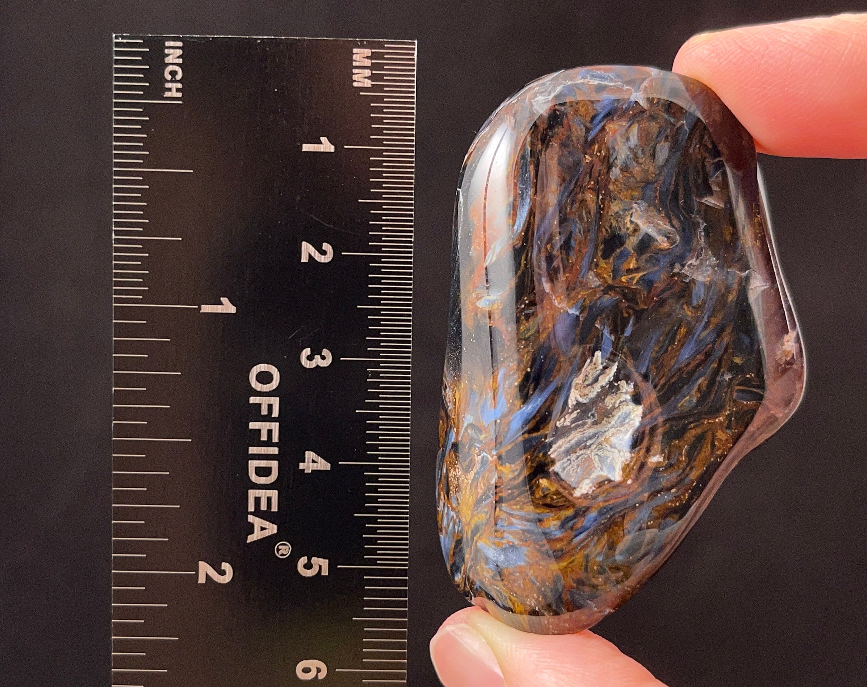 Natural Pietersite Tumbled Stone - Healing Crystal with Tigers Eye Pattern | Unique Housewarming Gift & Rustic Home Decor | Meditation, Feng Shui, Office Desk Decor (Item #52343)