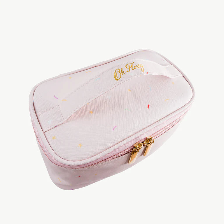Oh Flossy Cosmetic Carry Case & Organizer - Travel Makeup Bag with Multiple Compartments for Cosmetics, Brushes, and Skincare - Perfect for Travel, Gym, and Daily Use