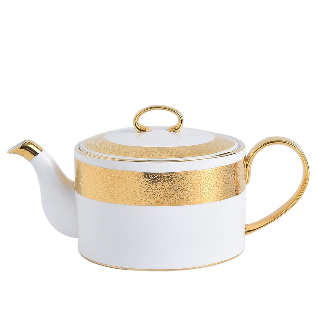 Premium Bone China Teapot - Elegant Ceramic Teapot Set for Tea & Coffee - 450ml Porcelain Kettle with Infuser (White) - Perfect for Afternoon Tea, Gifts & Home Decor