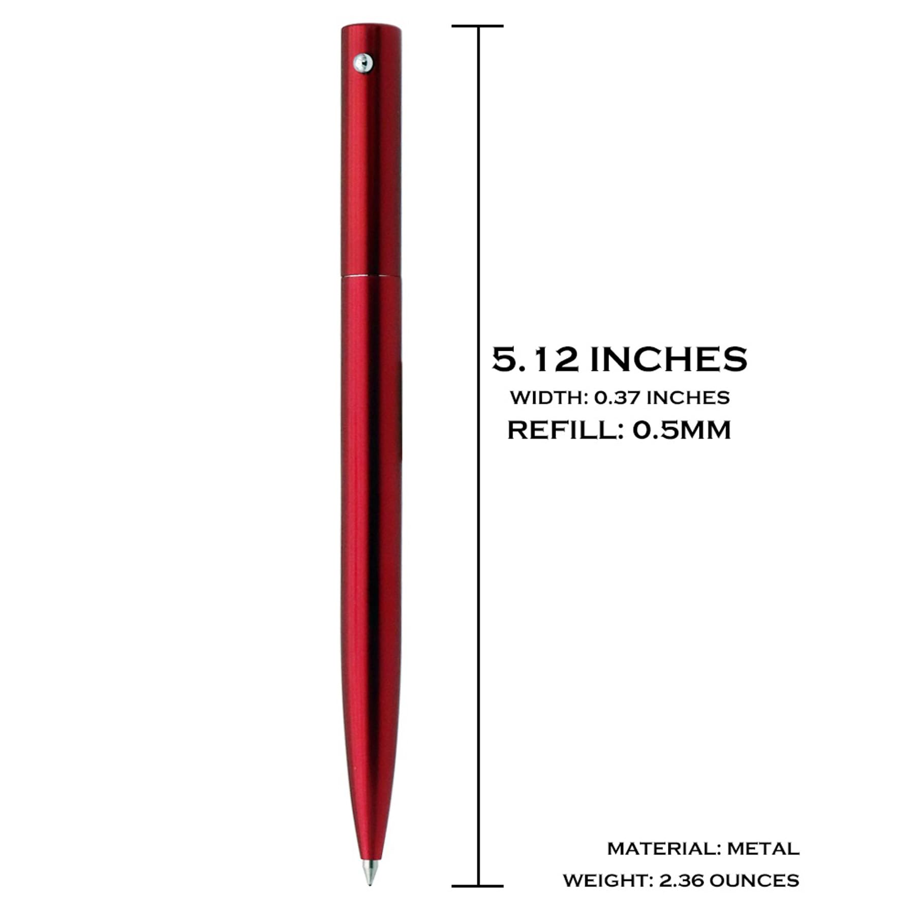 DUNBONG Retractable Metal Gel Pen - 0.5mm Medium Point Ballpoint Pens with Smooth Black Gel Ink (Red Barrel) - Perfect for Office, School, Note Taking & Gift Giving
