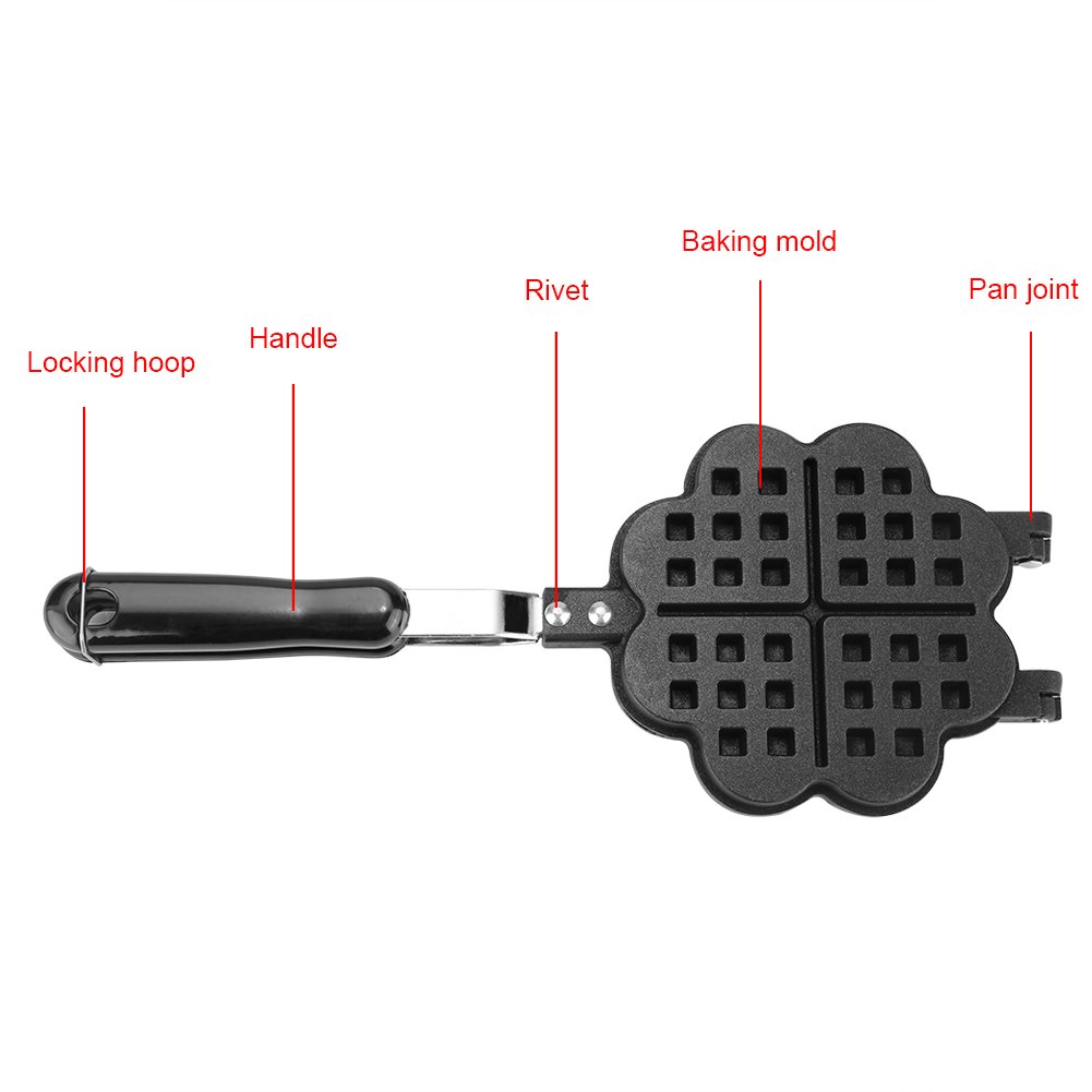 **Diyeeni Heart-Shaped Waffle Maker - Non-Stick Belgian Waffle Iron with PTFE Coating & Heat-Resistant Handle - Perfect for Breakfast, Brunch, and Family Gatherings**