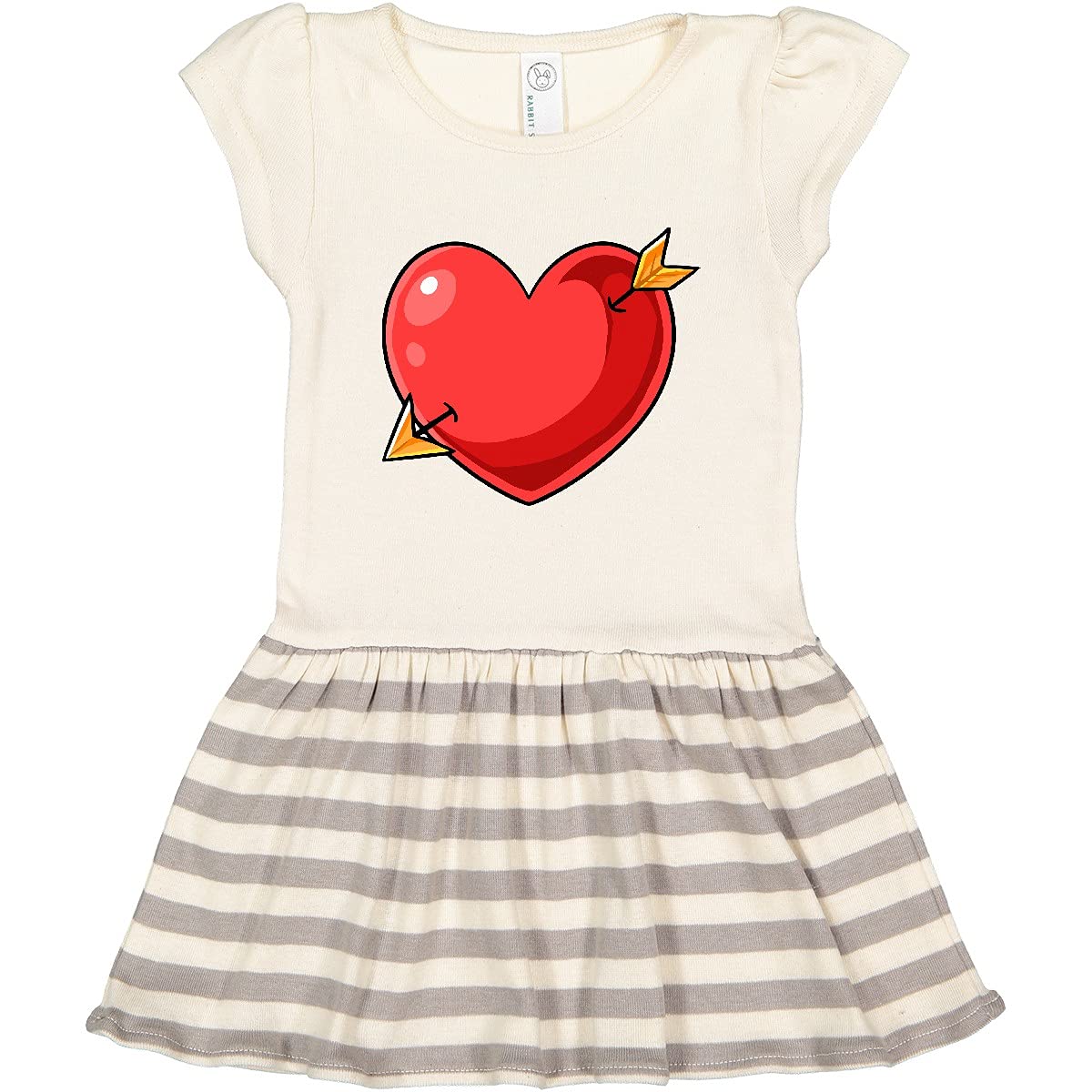 Inktastic Red Heart with Arrow Toddler Dress - Cute Valentine's Day Outfit for Girls, Soft Cotton Casual Wear for Kids, Perfect for Parties, Photos & Everyday Play