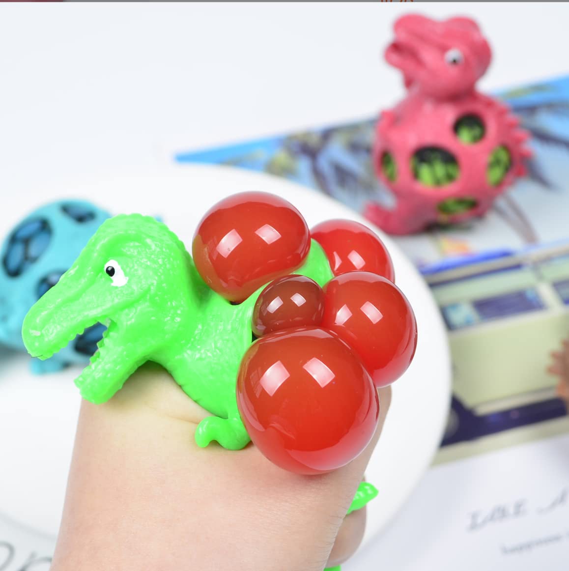 Dinosaur Squeeze Fidget Toy - Stress Relief Ball for Anxiety & Work Pressure - Green Sensory Fidget Toy for Kids & Adults | Perfect for Office, Classroom & Home Use