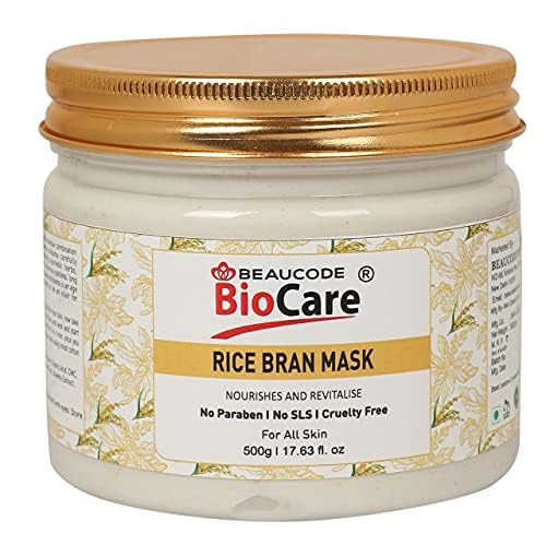 Beaucode BioCare Rice Bran Face Mask 500Gm - Natural & Organic Skincare for Women & Men, All Skin Types | Paraben-Free, SLS-Free, Sulfate-Free, Cruelty-Free | Deep Cleansing & Brightening Facial Treatment for Daily Use & Spa Days