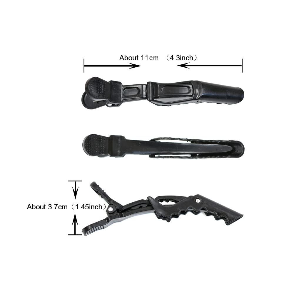 12 Pcs Alligator Hair Clips for Women - Wide Teeth Professional Hair Styling Clips for Salon, Barber & Home Use - Sectioning & Styling Hair Accessories (Black) - Perfect for Curling, Blow Drying & Updos