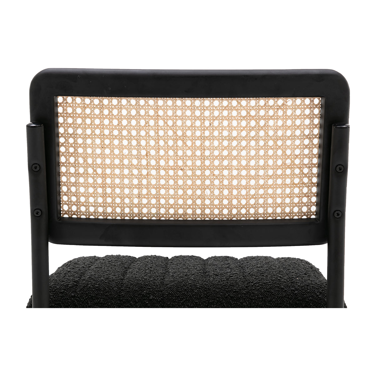 Blake Rattan Boucle Dining Chair - Modern Woven Rattan Accent Chair for Kitchen, Dining Room, or Breakfast Nook - Comfortable & Stylish Seating for Home Decor