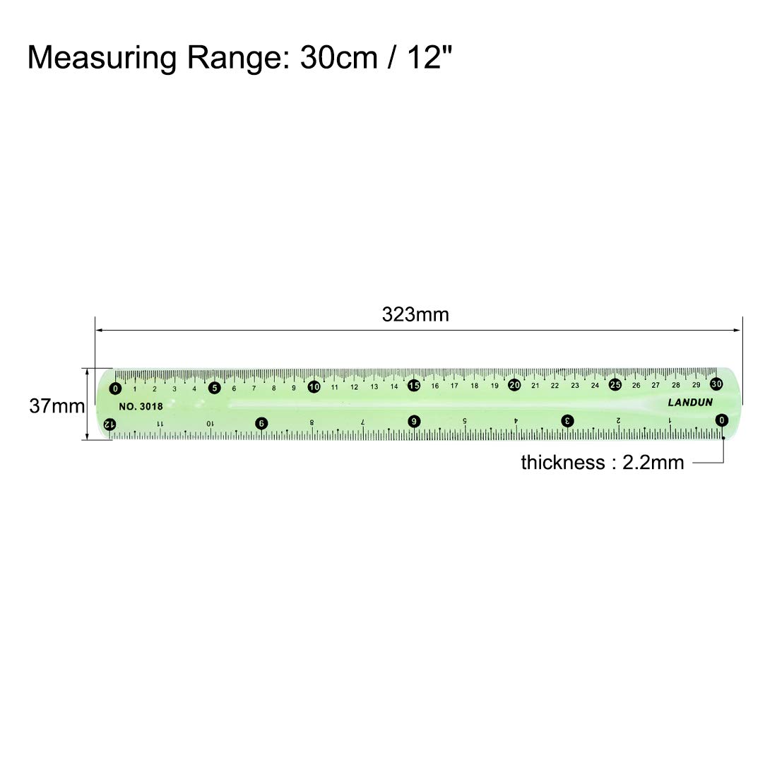 uxcell 12 Inch Flexible Straight Ruler - 30cm Soft Plastic Measuring Tool (6 Pack) for Sewing, Crafts, School & Office Use