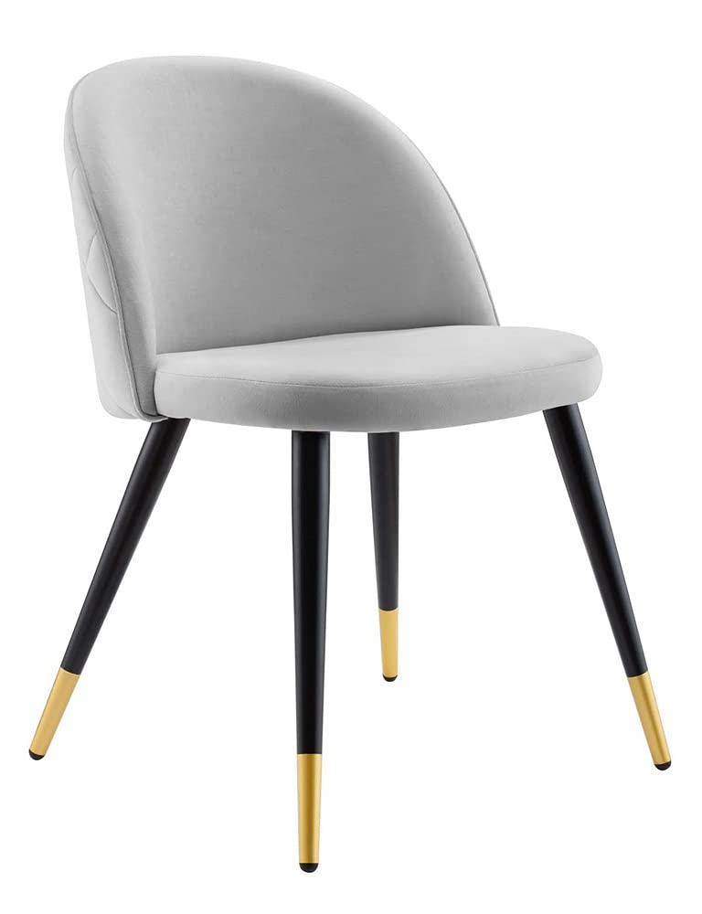Modway Cordial Performance Velvet Dining Chairs - Light Gray Set of 2, Mid-Century Modern Accent Chairs for Dining Room, Kitchen, or Home Office - Soft Velvet Upholstery & Sturdy Wooden Legs