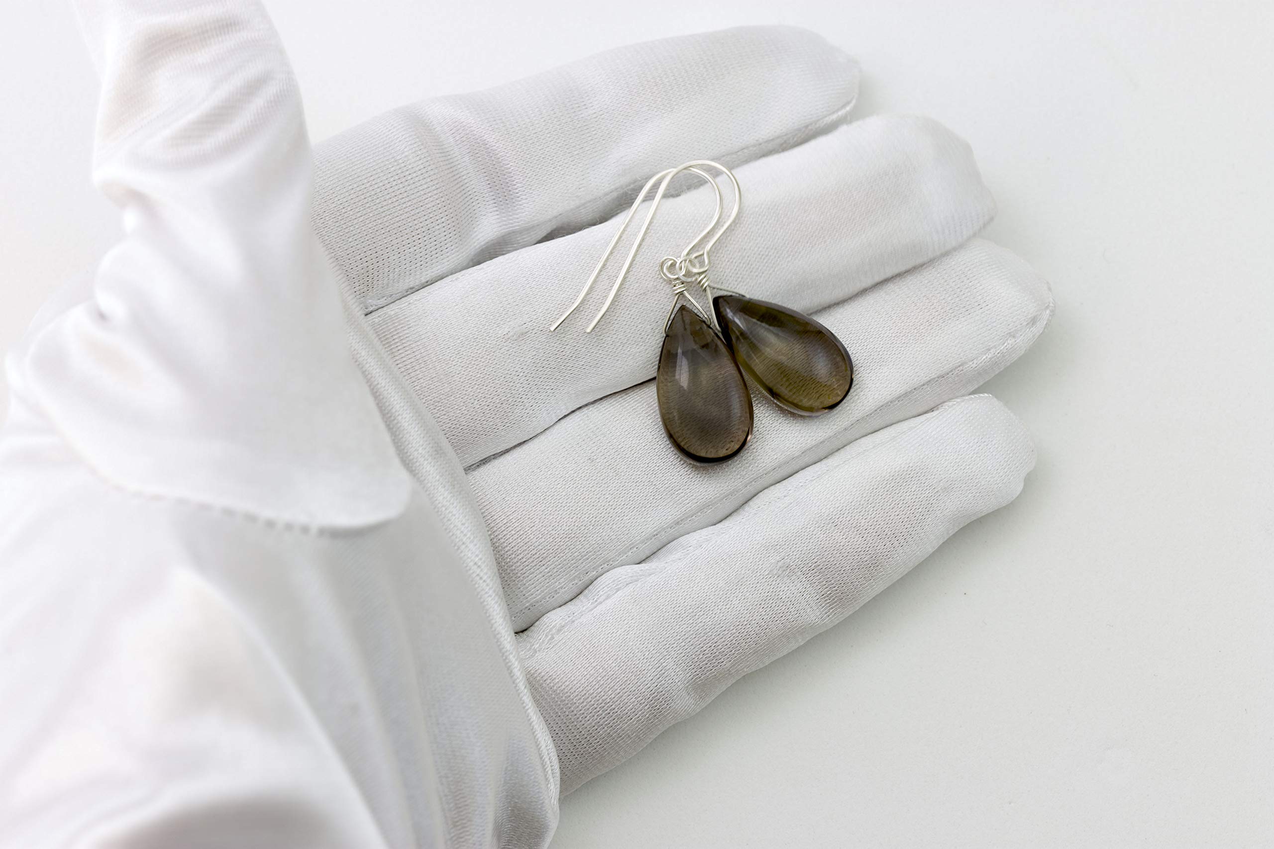 Smoky Quartz Teardrop Earrings – Smooth Light Brown Grey Dangle Drops for Women | Elegant Boho Jewelry for Parties, Weddings & Everyday Wear