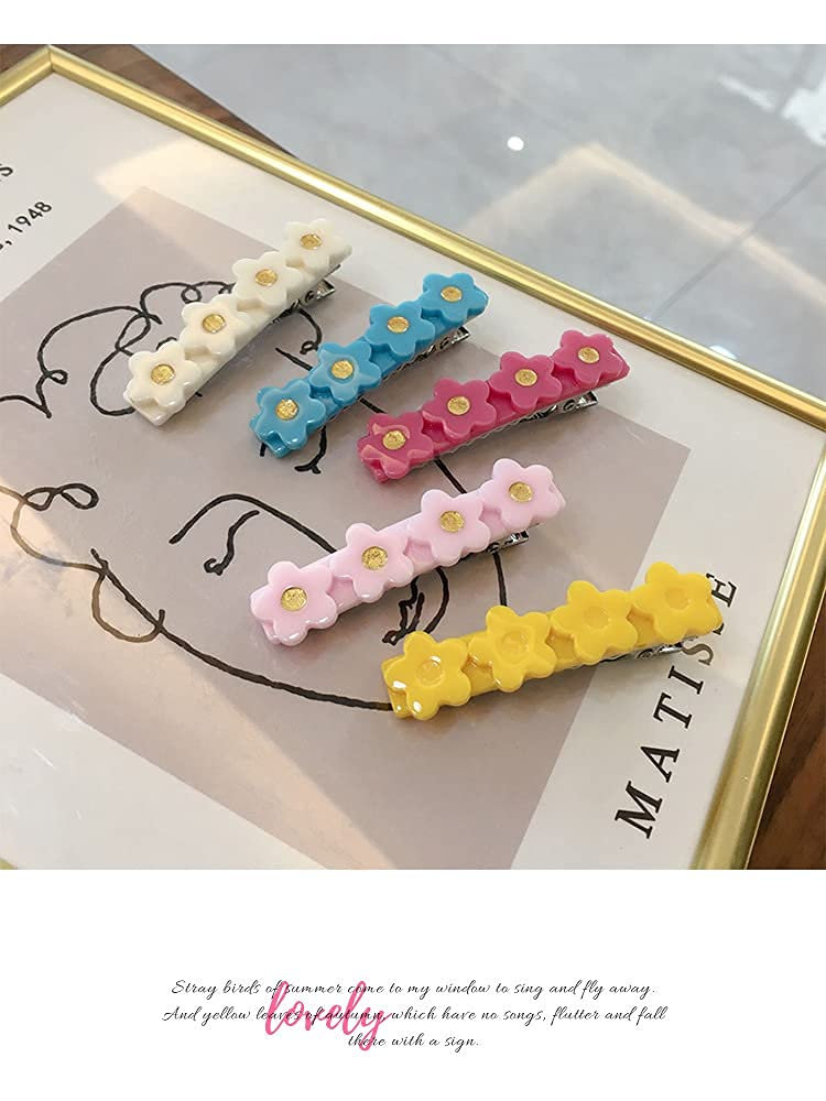 6pcs Cute Acrylic Flower Hair Clips for Girls & Women - Pink Rose, Red, Blue Hair Barrettes for Hair Decoration | Perfect for Parties, Weddings & Daily Styling (Yellow)