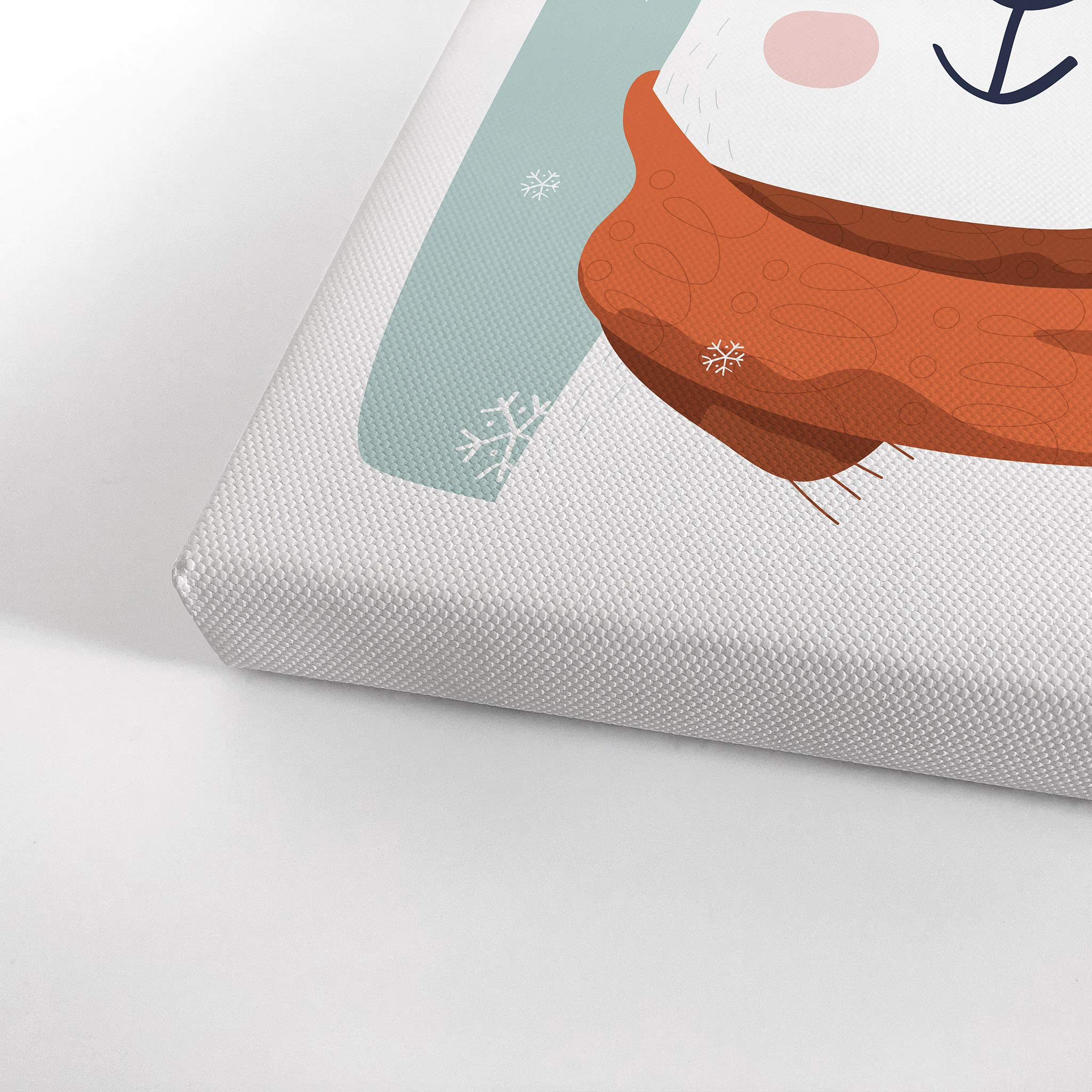 Cute Rabbit Winter Theme Canvas Print - Turquoise Background Wall Art for Kids Room, Nursery & Baby Room Decor - Ready to Hang 40x30 - Made in USA | Perfect for Children's Bedroom, Playroom & Gift Ideas