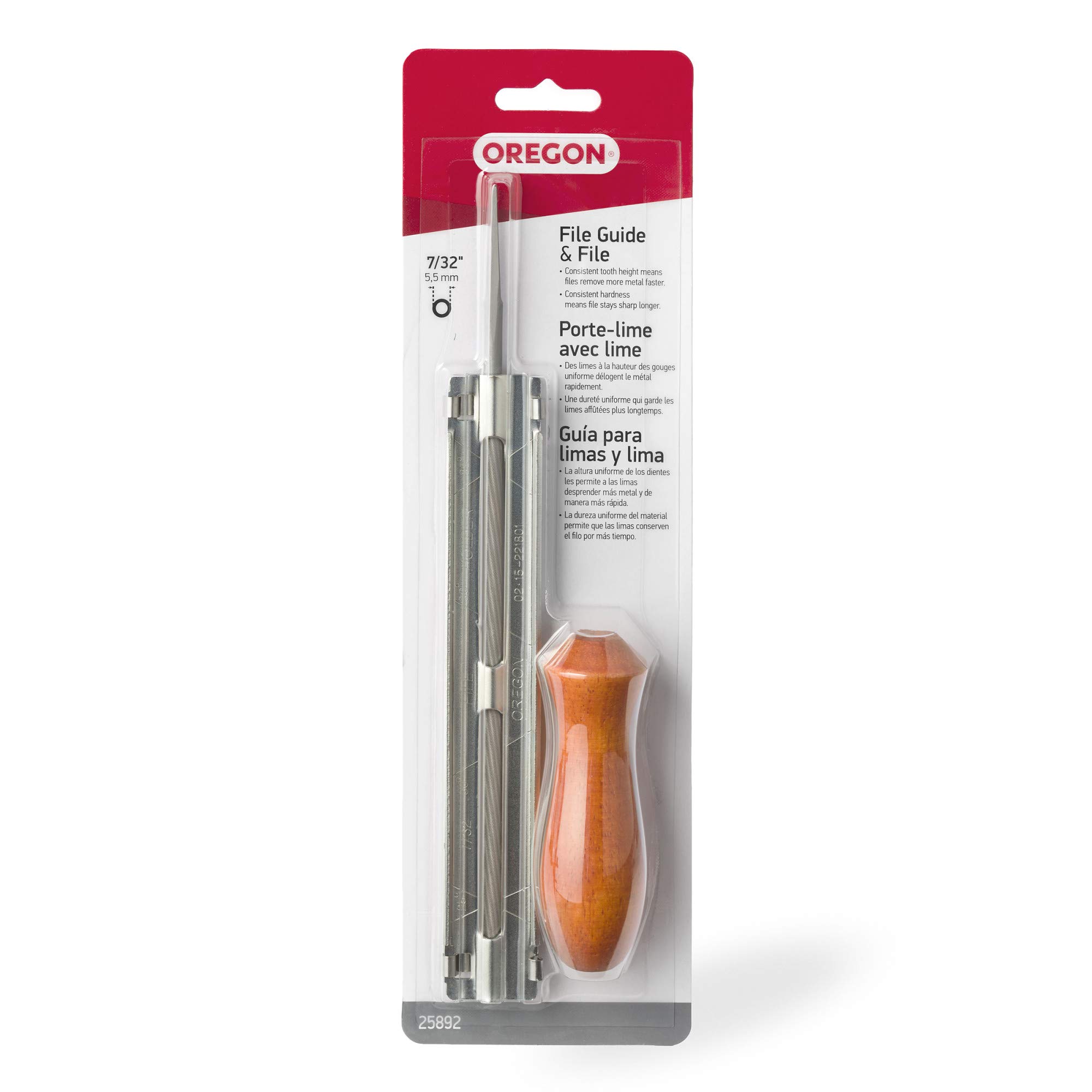 Oregon 25892 7/32-Inch Chainsaw File Guide with File - Professional Chainsaw Sharpening Tool for Wood Cutting & Forestry Work
