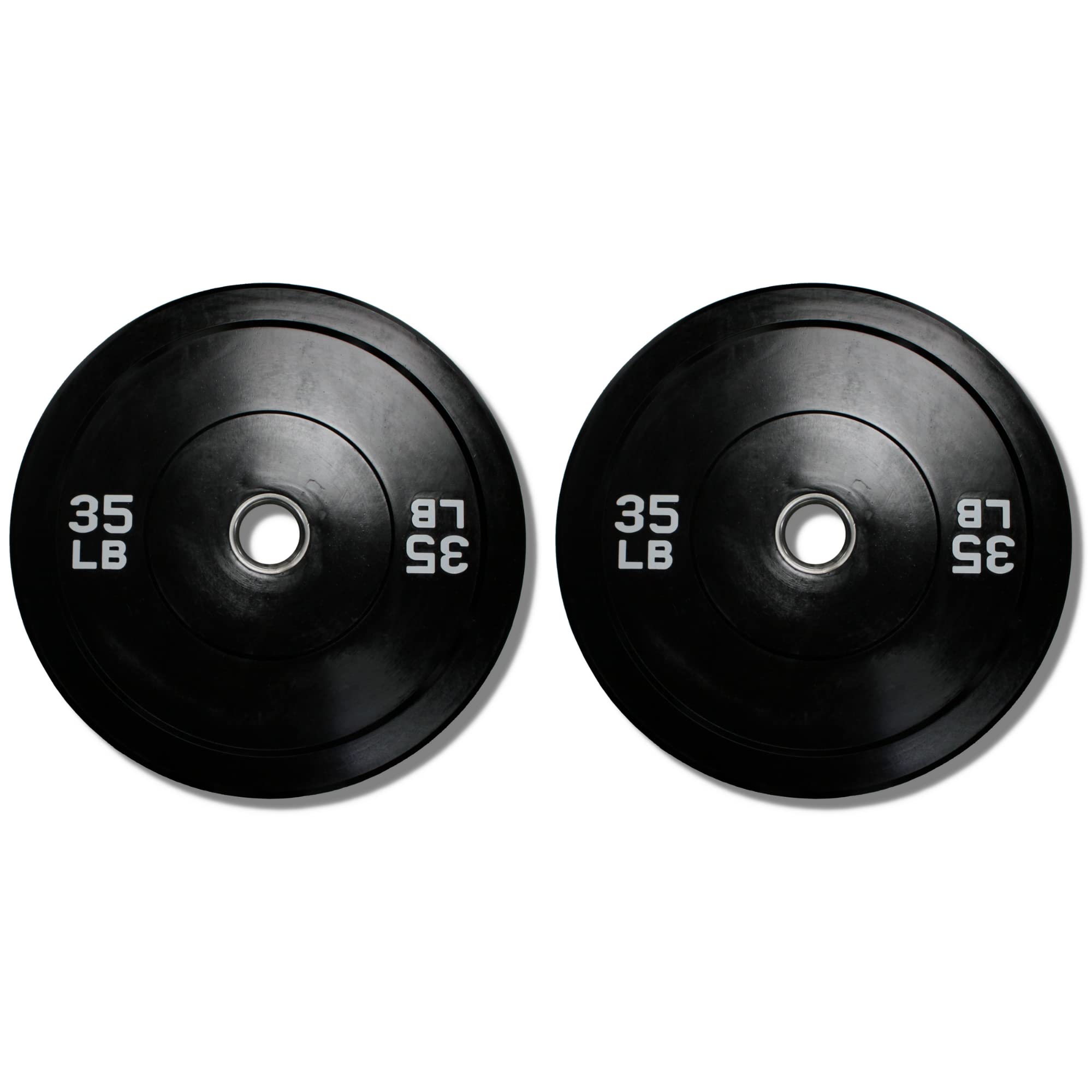 Ader 35lb Black Rubber Bumper Plates - Pair for CrossFit, Weightlifting & Home Gym Workouts