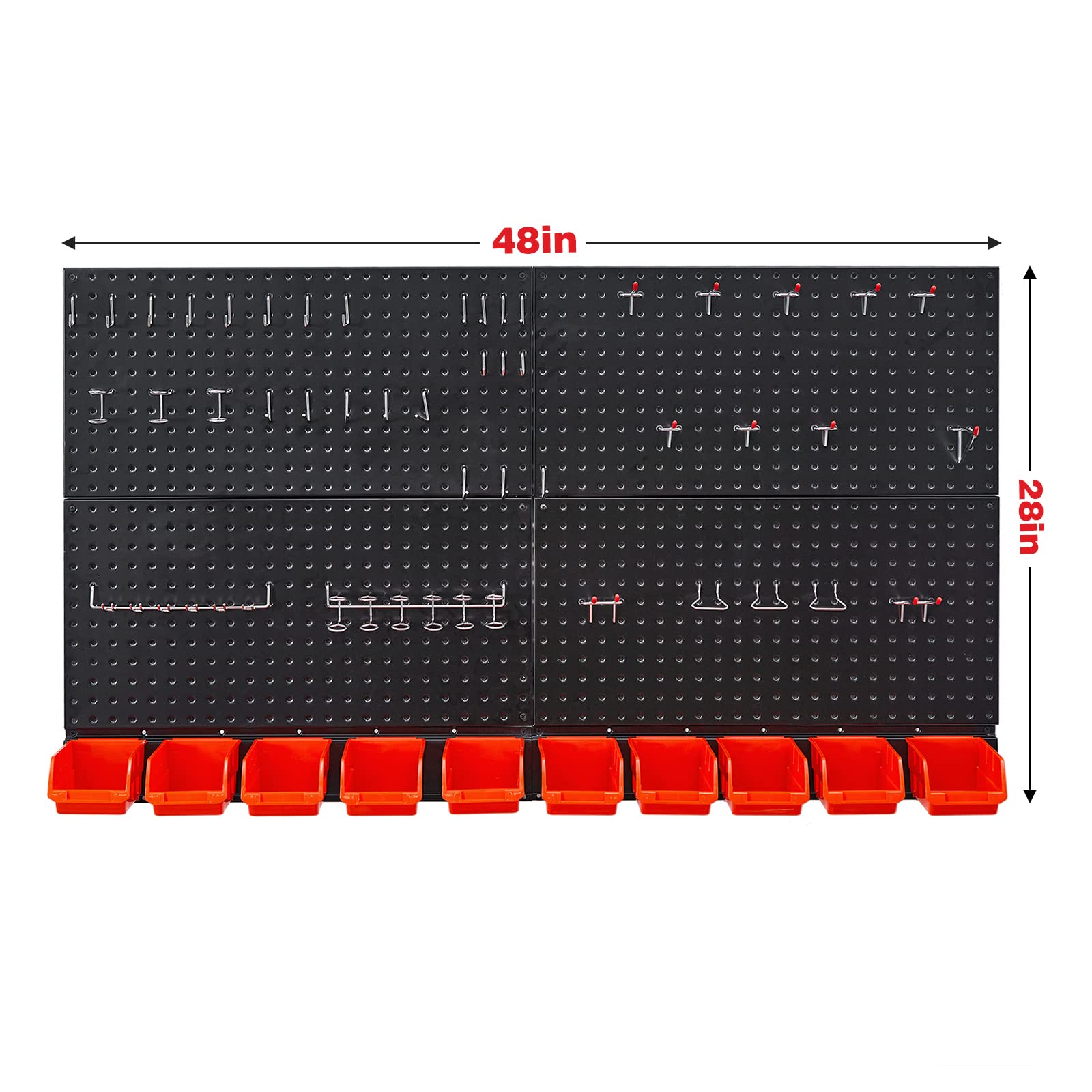 Ultrawall Black Metal Pegboard Wall Organizer - 59pc Garage Storage System with Hooks & Bins | Perfect for Workshop, Garage & Home Organization
