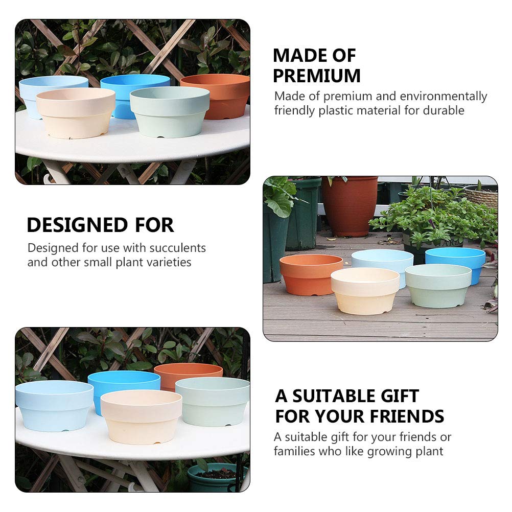 4-Piece Round Decorative Plant Pots - Modern Plastic Flower Pot Set for Home & Garden Decor - Perfect for Indoor Plants, Succulents, and Herbs