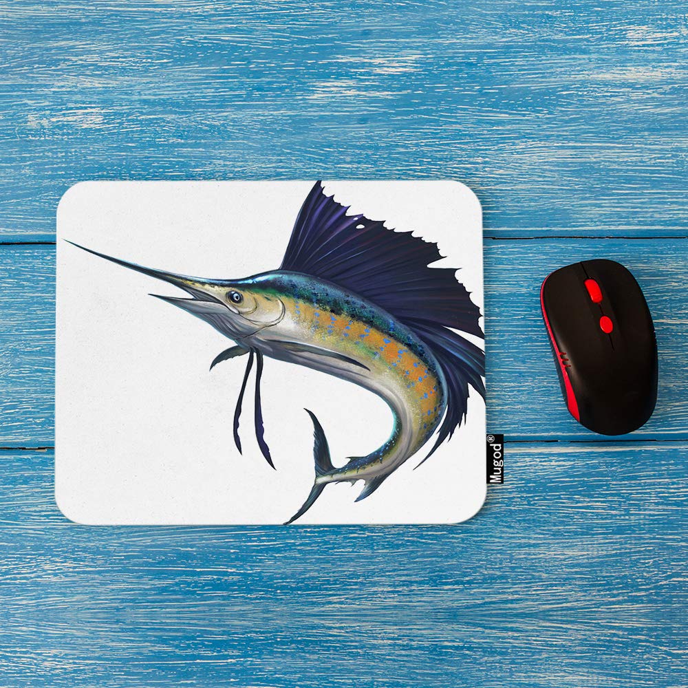 Premium Sailfish Gaming Mouse Pad - Non-Slip Rubber Base Marlin Blue Ocean Wildlife Design Mouse Mat for PC, Laptop, Computer (9.5x7.9 Inch) - Perfect for Office, Home & Gaming Workstations
