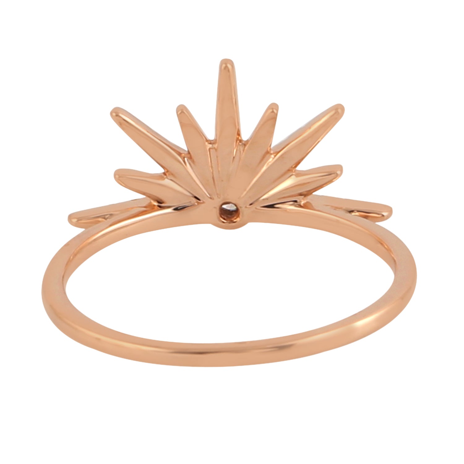 18K Rose Gold Micro Pave Diamond Half Starburst Ring for Women - Elegant Wedding, Engagement & Anniversary Jewelry Gift