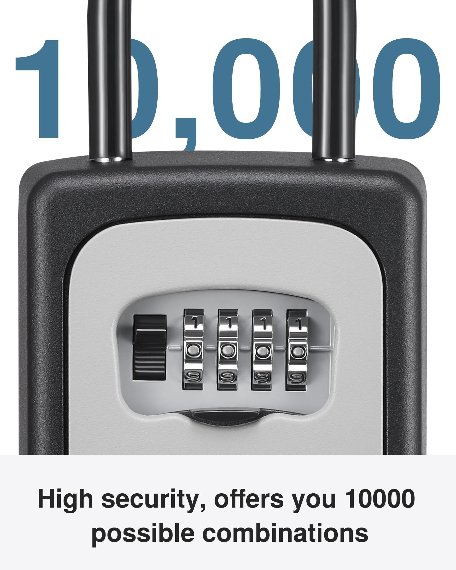 Puroma Large Key Lock Box with Resettable Combination Code - Waterproof Portable Security Safe for Outdoor, Home, Office - Wall Mount Lockbox for Door Handle & House Keys - Gray (1 Pack) - Perfect for Vacation Rentals, Airbnb Hosts & Property Managers