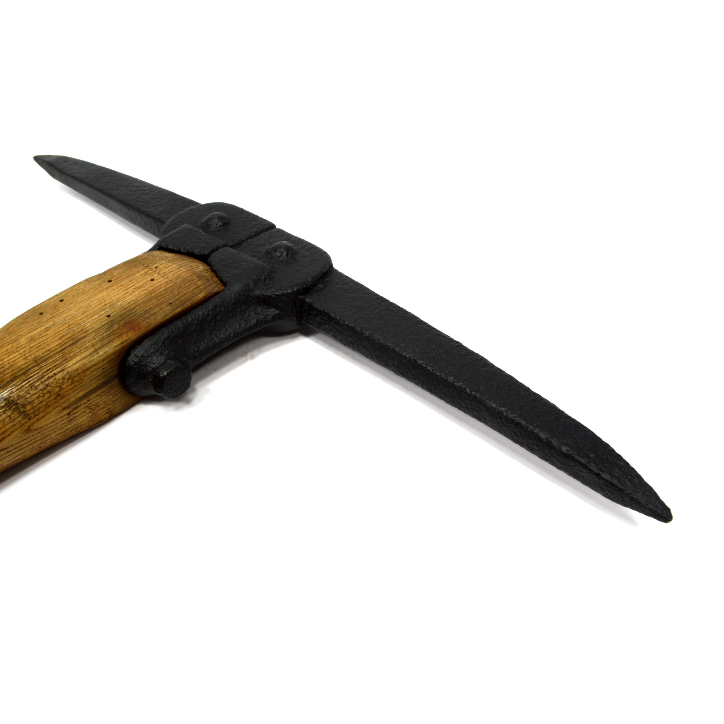Antique Miner's Pick Axe with Unique Eyeless & Strapped Head - Rare Restored Collectible for Mining Enthusiasts & Historical Reenactments