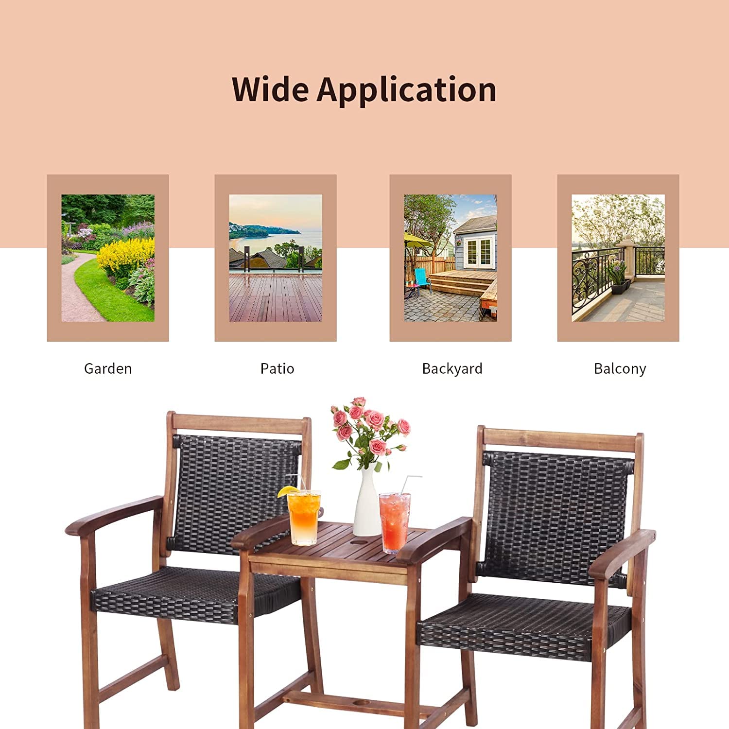 **LUARANE Acacia Wood Outdoor Garden Bench - Patio Bistro Set with Loveseat, Side Table & Umbrella Hole - Perfect for Backyard, Poolside, Balcony & Garden Conversations**    *(Optimized for SEO with keywords: Acacia Wood, Outdoor Garden Bench, Patio Bistro Set, Loveseat, Side Table, Umbrella Hole, Backyard, Poolside, Balcony, Garden Conversations)*