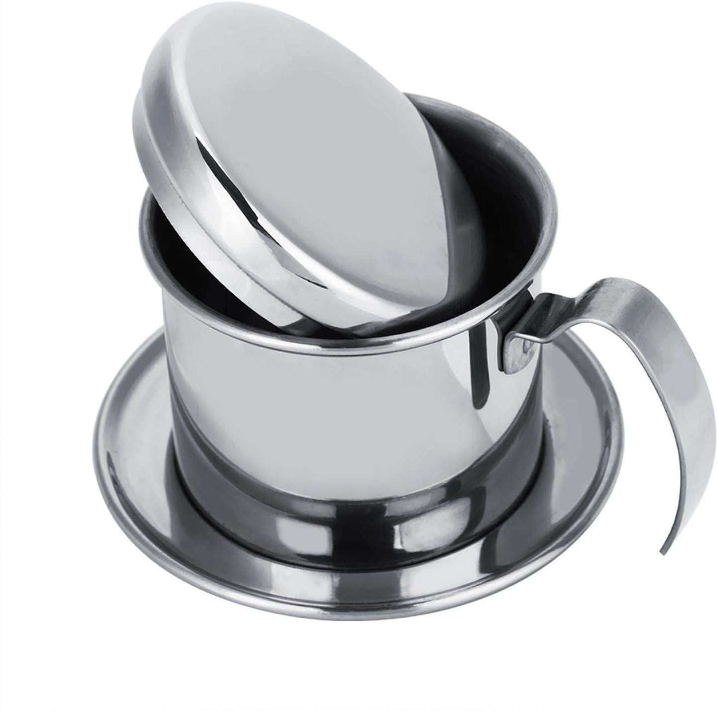 Premium Vietnamese Coffee Drip Filter - Stainless Steel Phin Coffee Maker Pot, Single Serve Manual Pour Over Dripper for Rich & Bold Brew - Perfect for Home, Office & Camping (Silver)