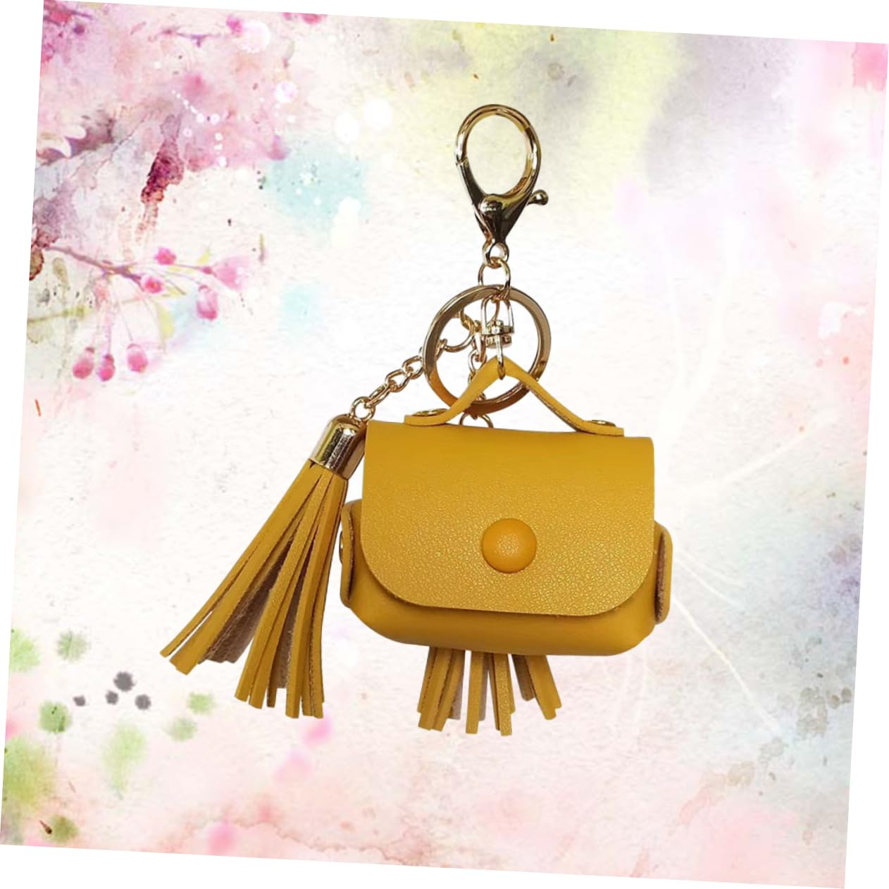 Yardenfun Mini Earphone Case - PU Leather Shockproof Headphone Pouch with Unique Design, Yellow | Perfect for Travel, Gym & Daily Use