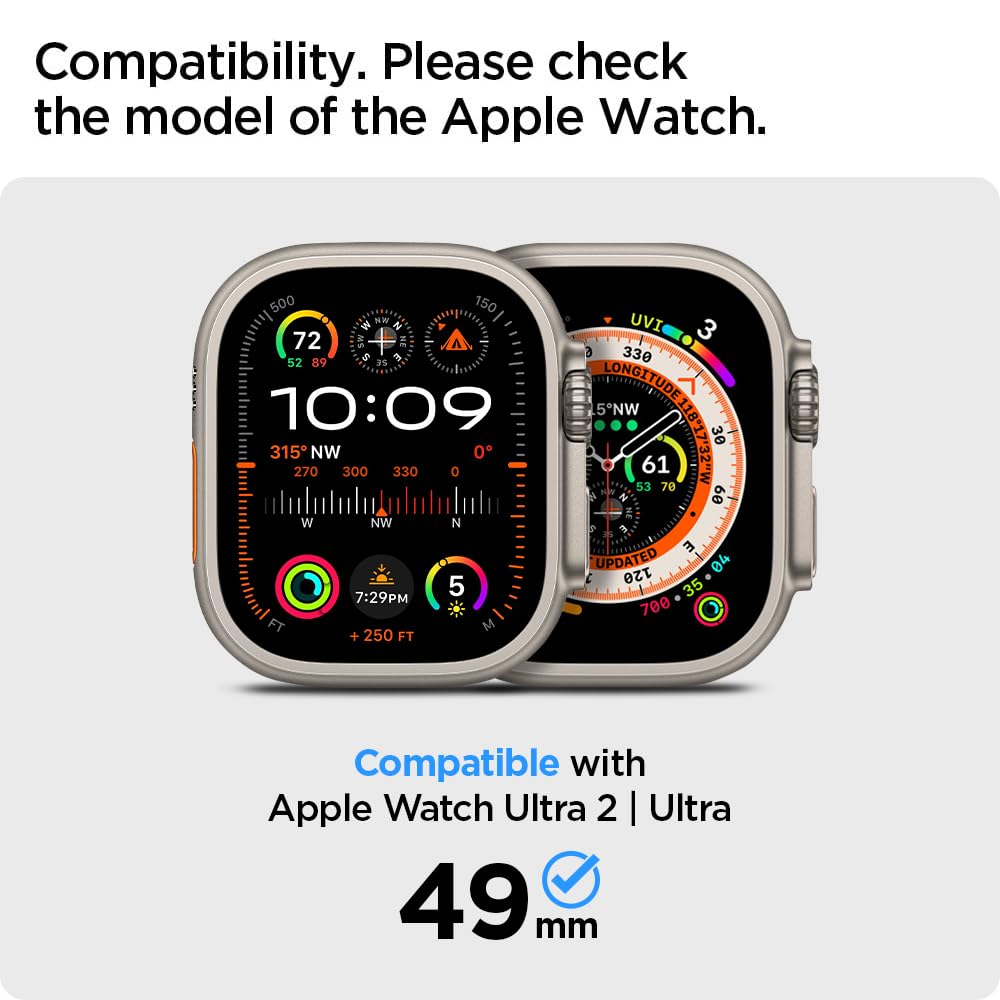 Spigen Rugged Armor Pro Case for Apple Watch Ultra 2/1 - Shockproof TPU Protective Cover with Adjustable Band | Perfect for Outdoor Sports, Hiking & Active Lifestyle