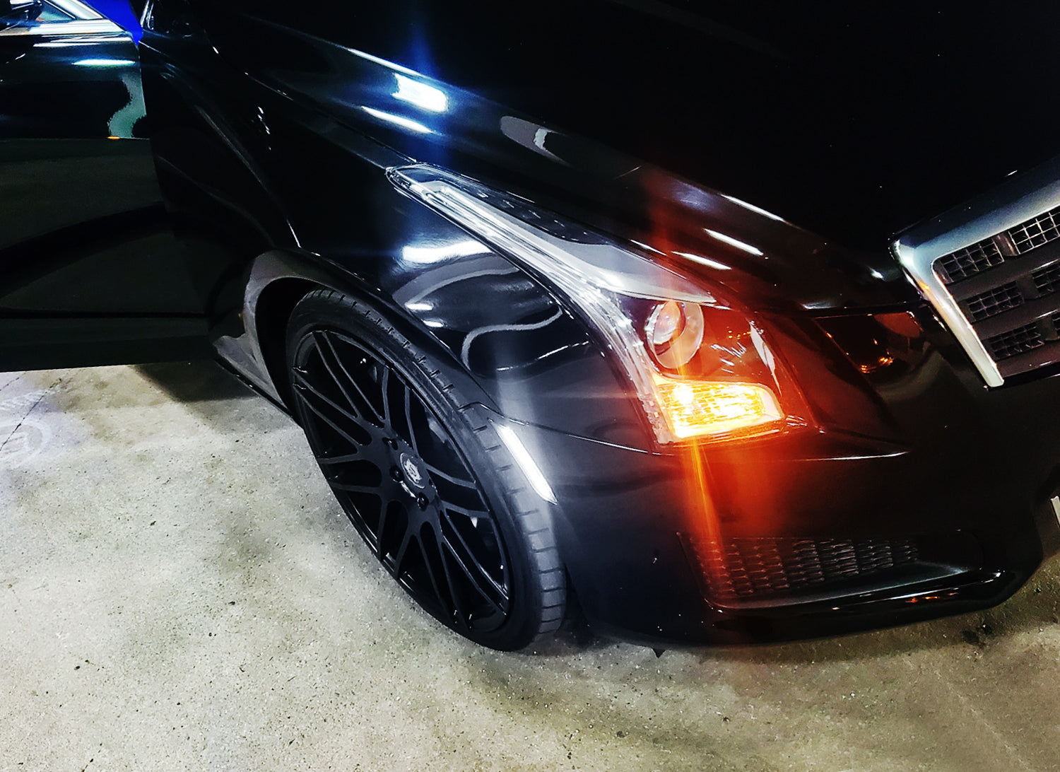 Clear Lens White Full LED Strip Front Bumper Side Markers for Cadillac 2016-2020 CT6 - Enhanced Visibility & Style for Night Driving & Custom Car Mods