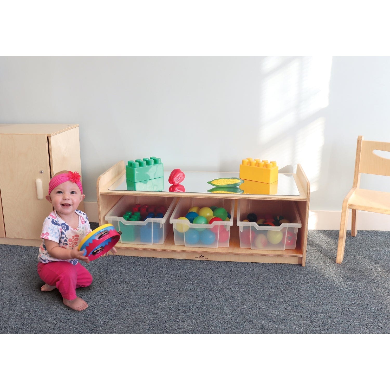 Kids Play Table with Mirror Top - Interactive Learning & Activity Table for Toddlers - Perfect for Playroom, Classroom & Daycare Use