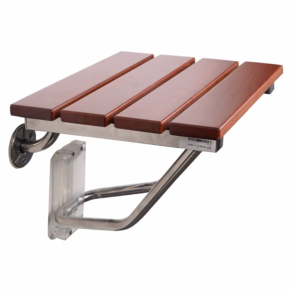 Goplus Folding Bath Seat Bench - Wall Mount Shower Chair with Solid Wood Construction, Portable & Modern Bathroom Safety Chair BA7097 - Ideal for Elderly, Disabled & Spa Relaxation