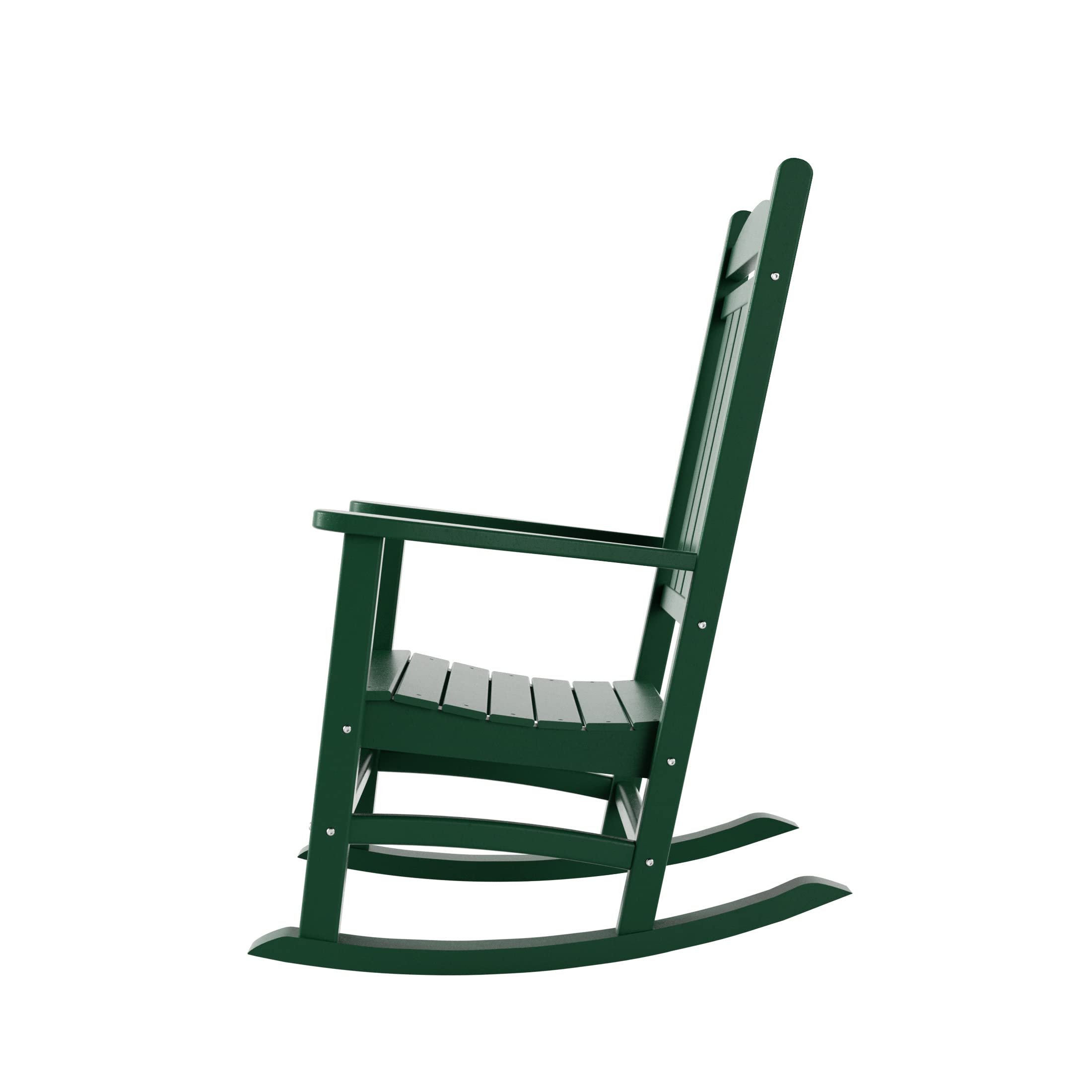 WO Home Furniture 2-Piece HDPE Outdoor Patio Rocking Chair Set - Traditional Style, Dark Green - Perfect for Porch, Garden & Backyard Relaxation